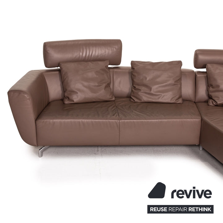 Mondo leather corner sofa gray brown function sofa couch