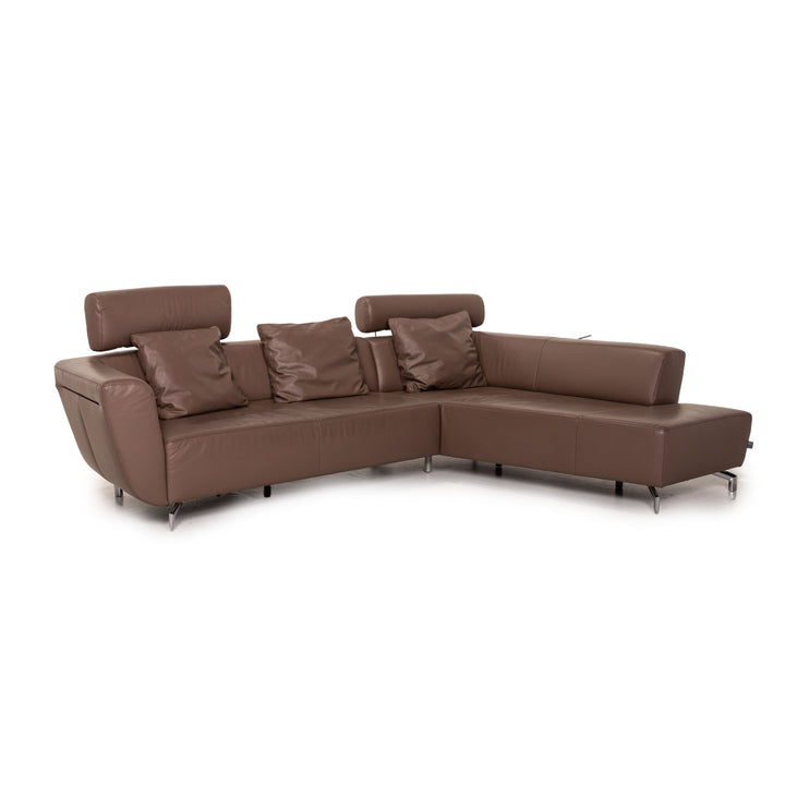 Mondo leather corner sofa gray brown function sofa couch