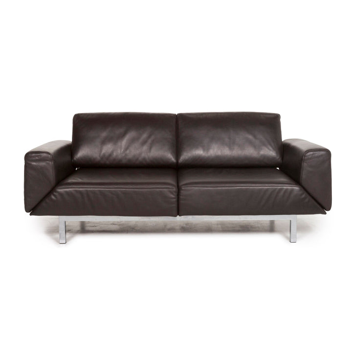 Mondo Leather Sofa Dark Brown Brown Two Seater Function Couch #12952