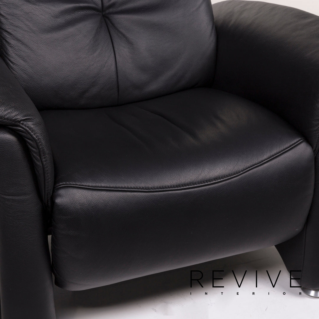 Mondo leather sofa set black 1x sofa 1x armchair relax function function #12584