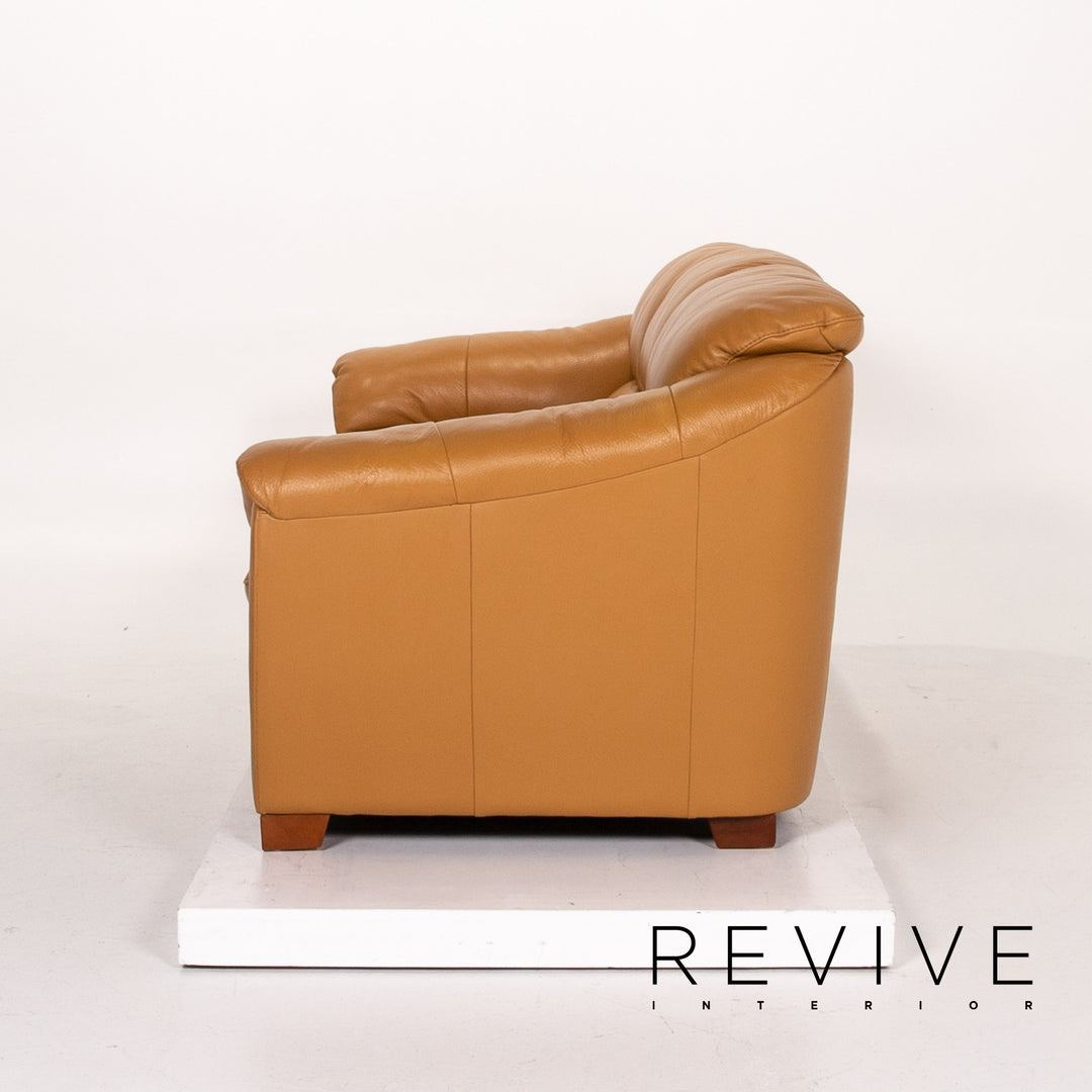 Mondo Leder Sofa Gelb Senfgelb Zweisitzer Couch #13789
