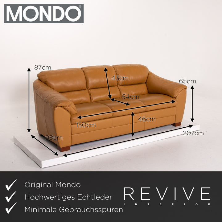 Mondo Leder Sofa Gelb Senfgelb Zweisitzer Couch #13789