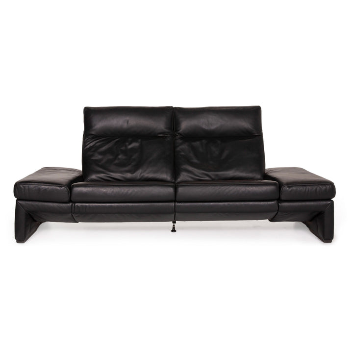 Mondo Leather Sofa Black Three Seater Electric Function Recliner Couch