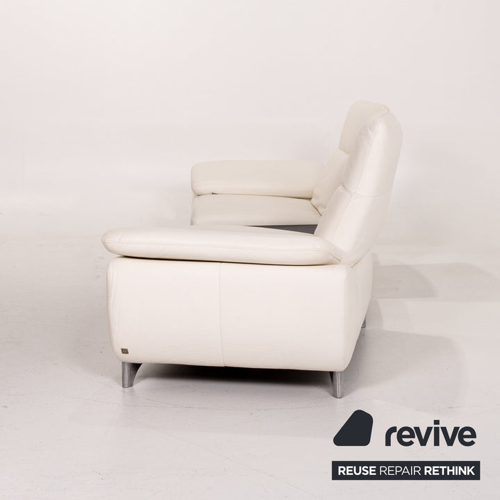 Mondo Leather Sofa White Two Seater Relaxation Function Couch #14394