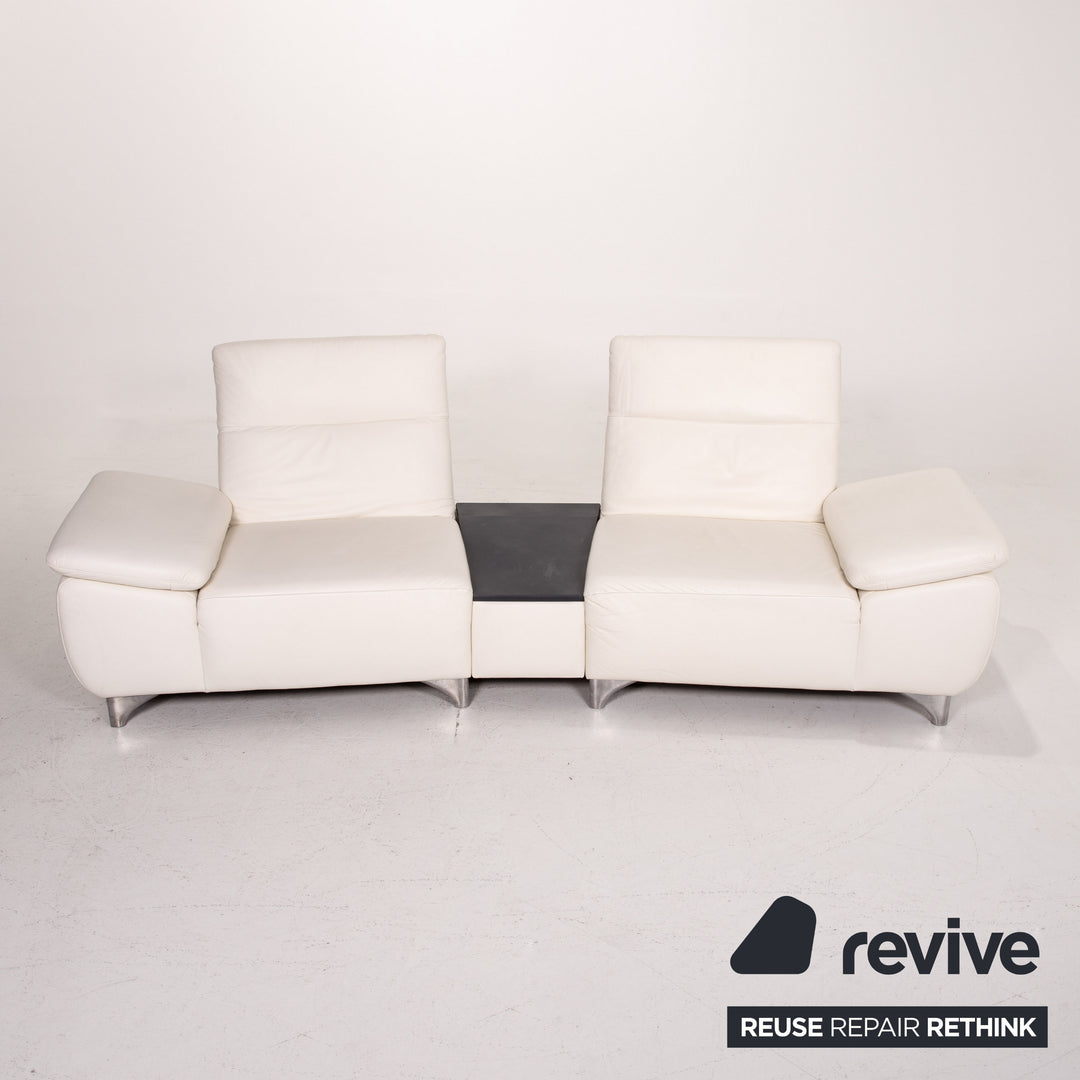 Mondo Leder Sofa Weiß Zweisitzer Relaxfunktion Funktion Couch #14394