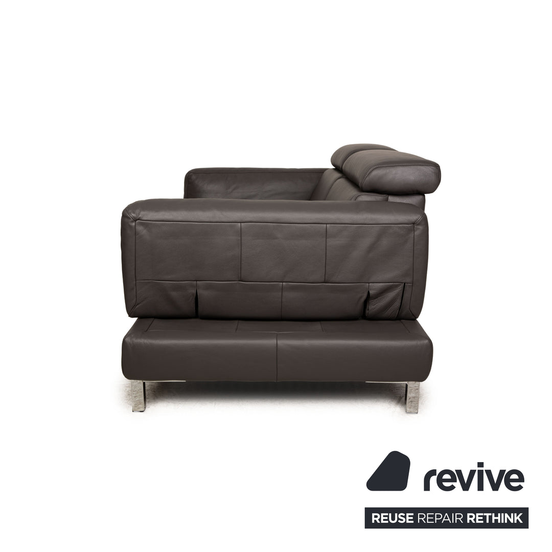 Mondo Leder Zweisitzer Couch Sofa Grau manuelle Funktion