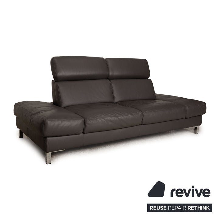 Mondo Leder Zweisitzer Couch Sofa Grau manuelle Funktion