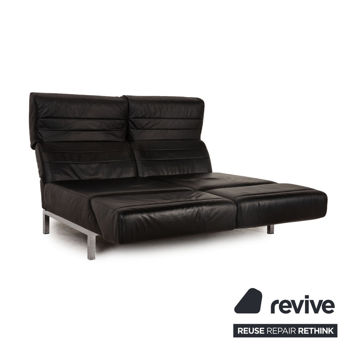 Mondo Leather Two Seater Black Sofa Couch Feature