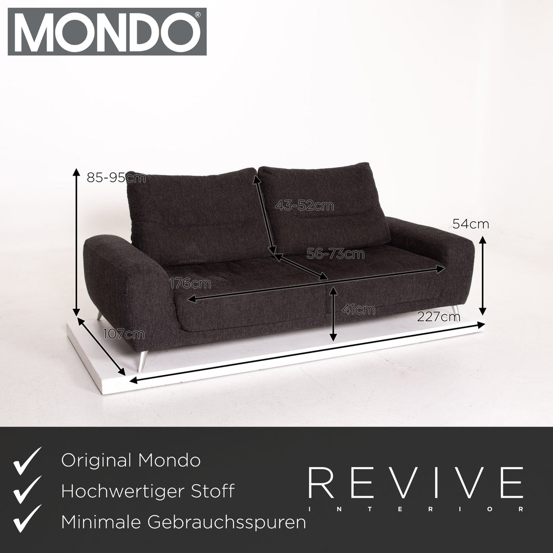 Mondo fabric sofa anthracite gray four-seater function couch #14649