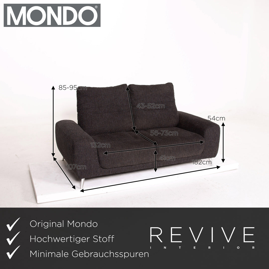 Mondo Stoff Sofa Anthrazit Grau Zweisitzer Funktion Couch #14650