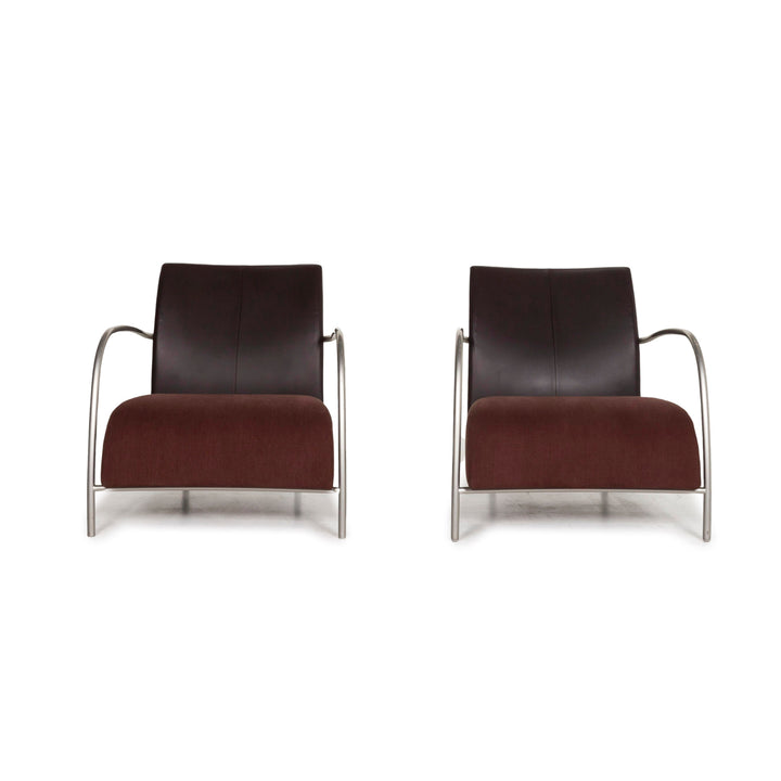 Montis Stoff Leder Sessel Garnitur Braun 2x Sessel #13046