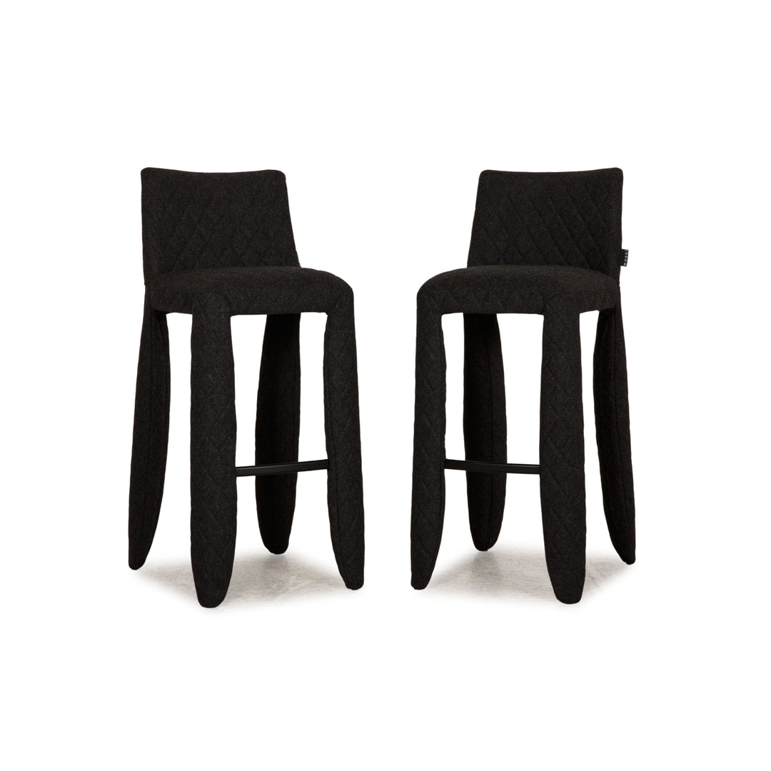 Moooi Monster Barstool fabric chair set anthracite 2x bar stools