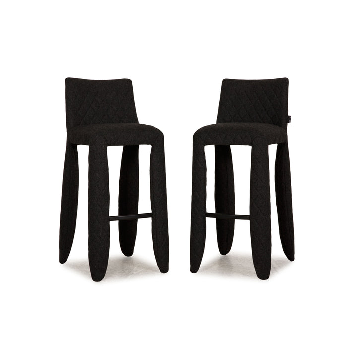 Moooi Monster Barstool fabric chair set anthracite 2x bar stools