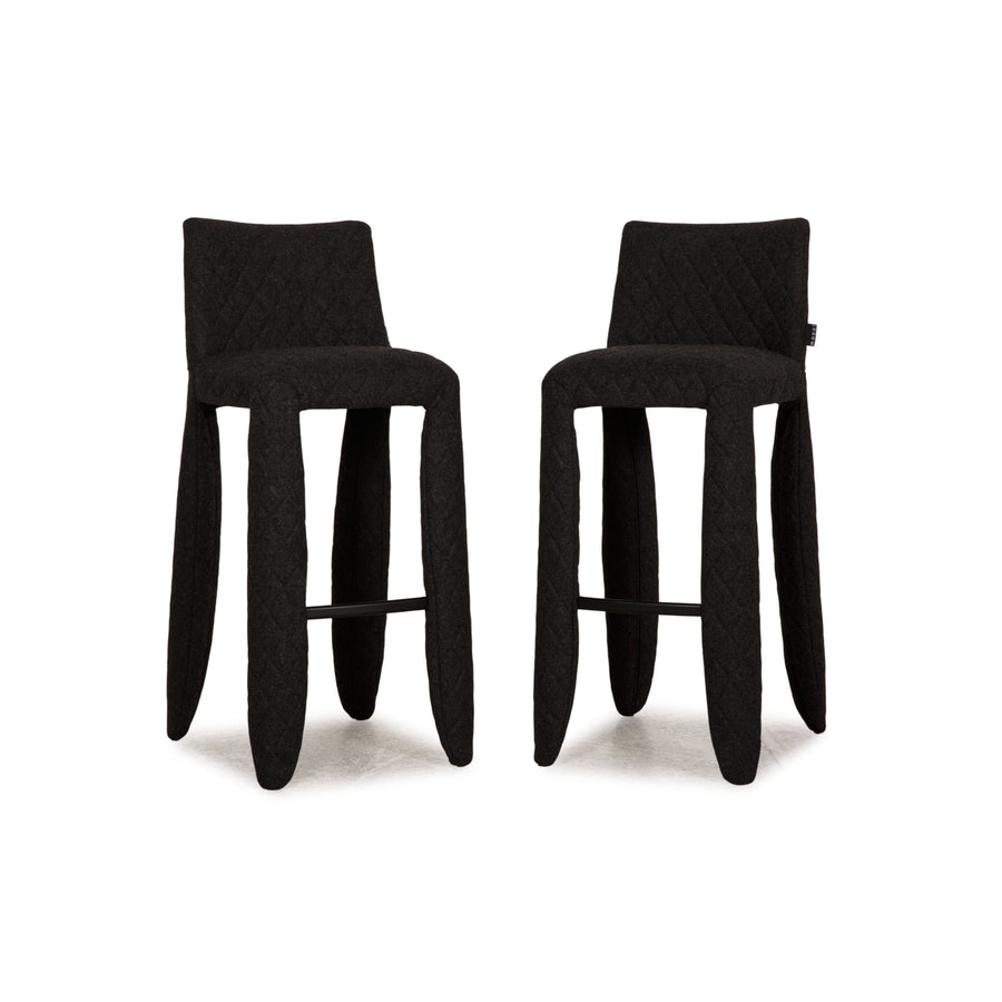 Moooi Monster Barstool fabric chair set anthracite 2x bar stools