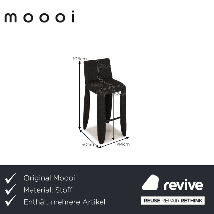 Moooi Monster Barstool fabric chair set anthracite 2x bar stools