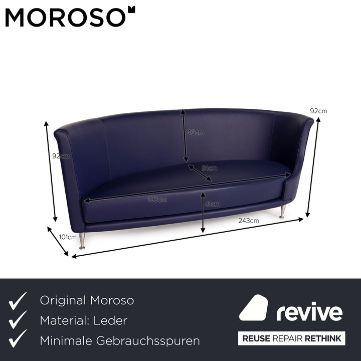 Moroso Leather Sofa Purple Three Seater Aubergine