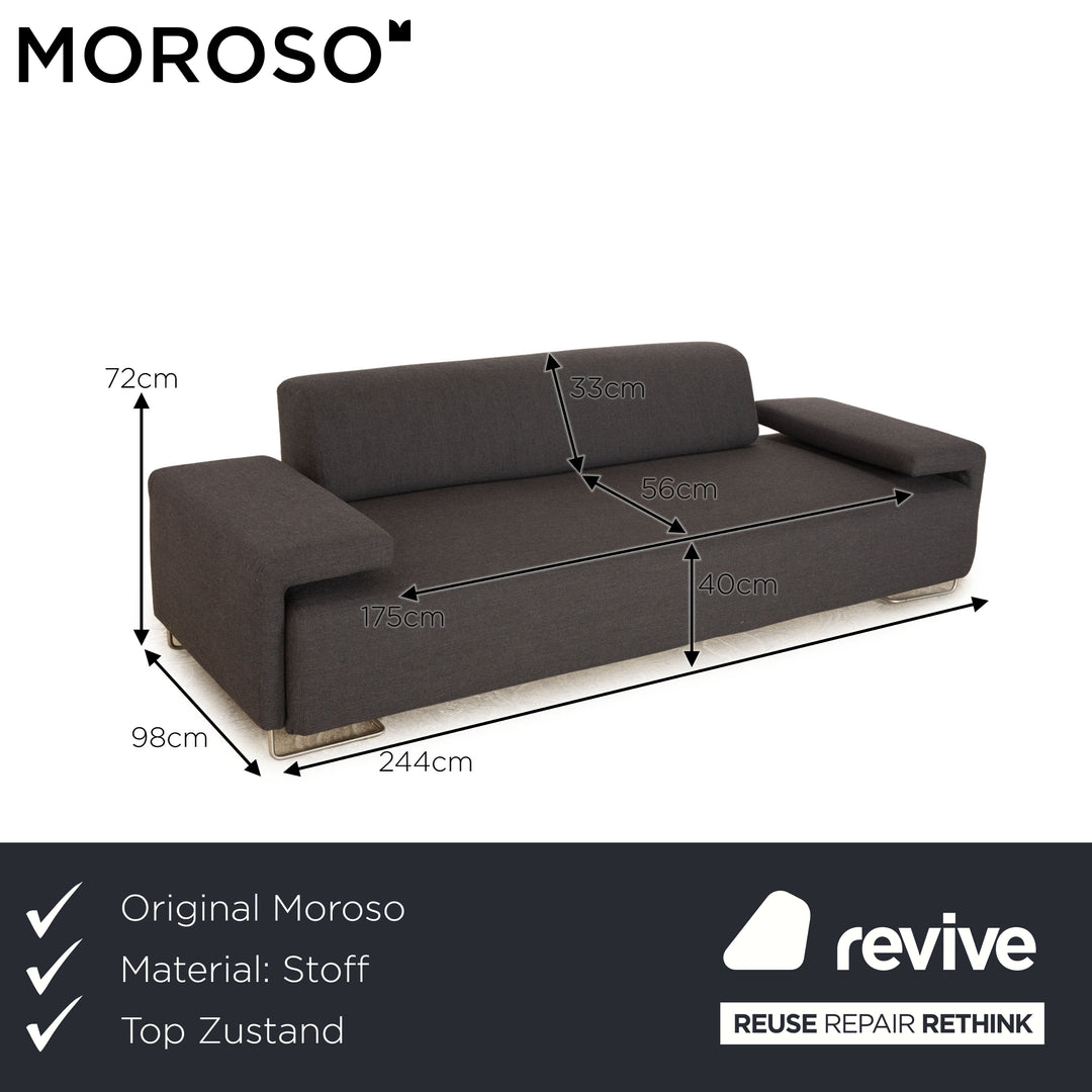 Moroso Lowland Stoff Dreisitzer Grau Sofa Couch