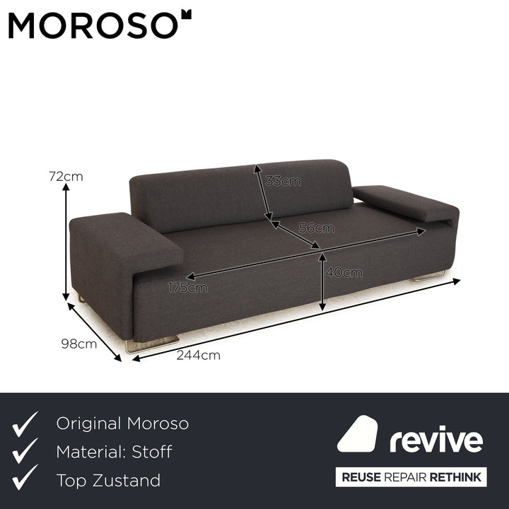 Moroso Lowland Stoff Dreisitzer Grau Sofa Couch