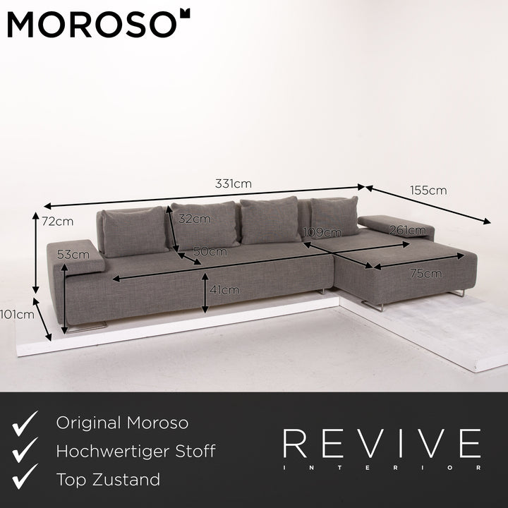Moroso Lowland Stoff Ecksofa Grau Sofa Couch #14339