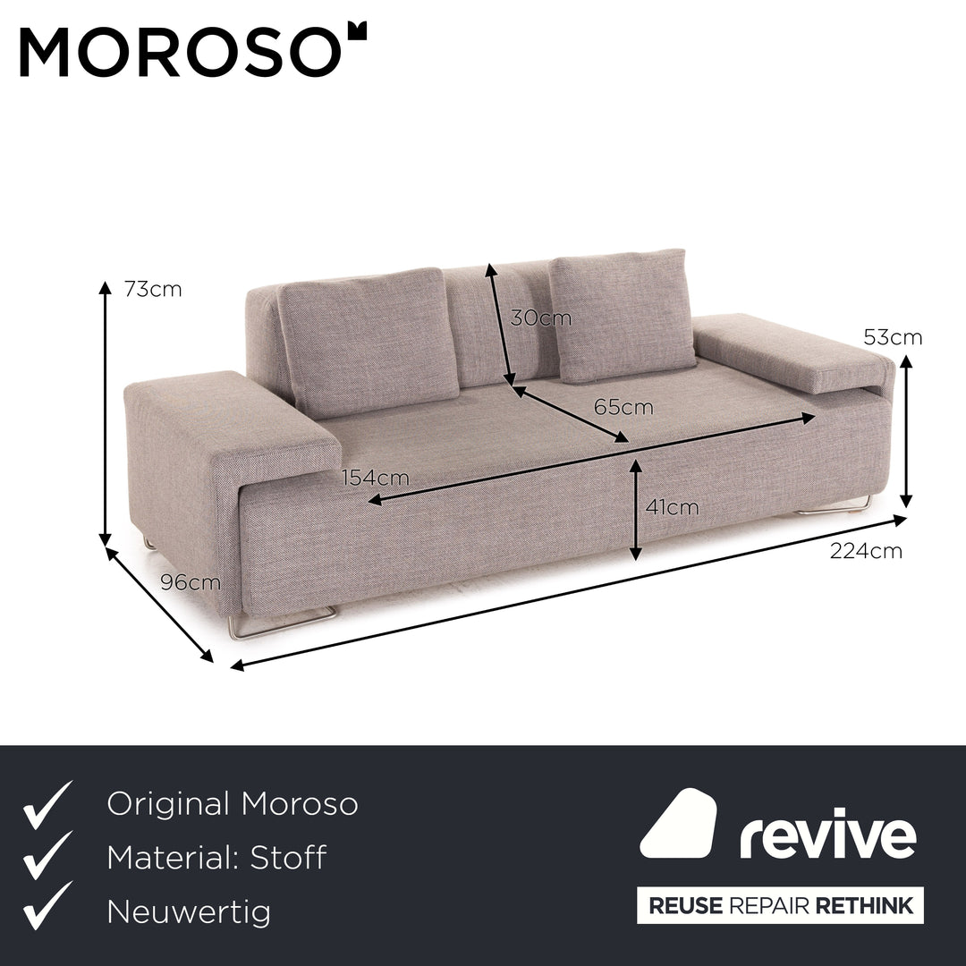 Moroso Lowland Fabric Sofa Three Seater Gray Couch