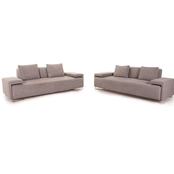 Moroso Lowland Stoff Sofa Garnitur Grau 2x Dreisitzer Set