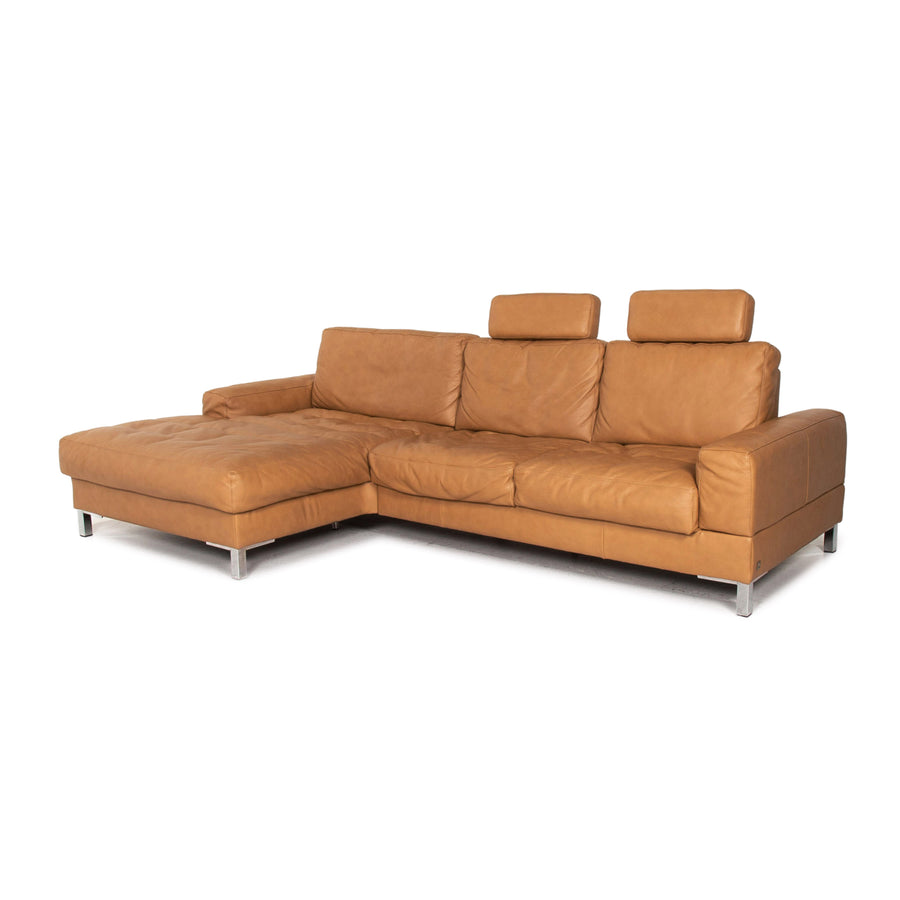 Musterring Leather Corner Sofa Brown Camel Sofa Function Couch #14485