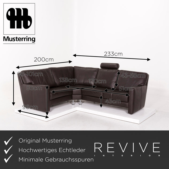 Musterring Leather Corner Sofa Brown Dark Brown Sofa Couch #12510