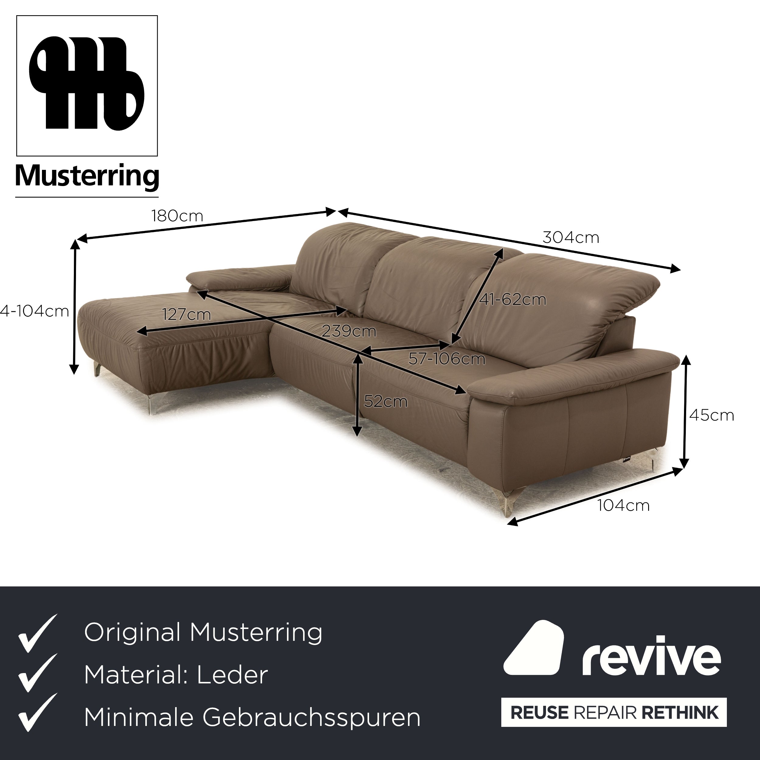 Sample ring leather corner sofa gray taupe electric function chaise longue left sofa couch