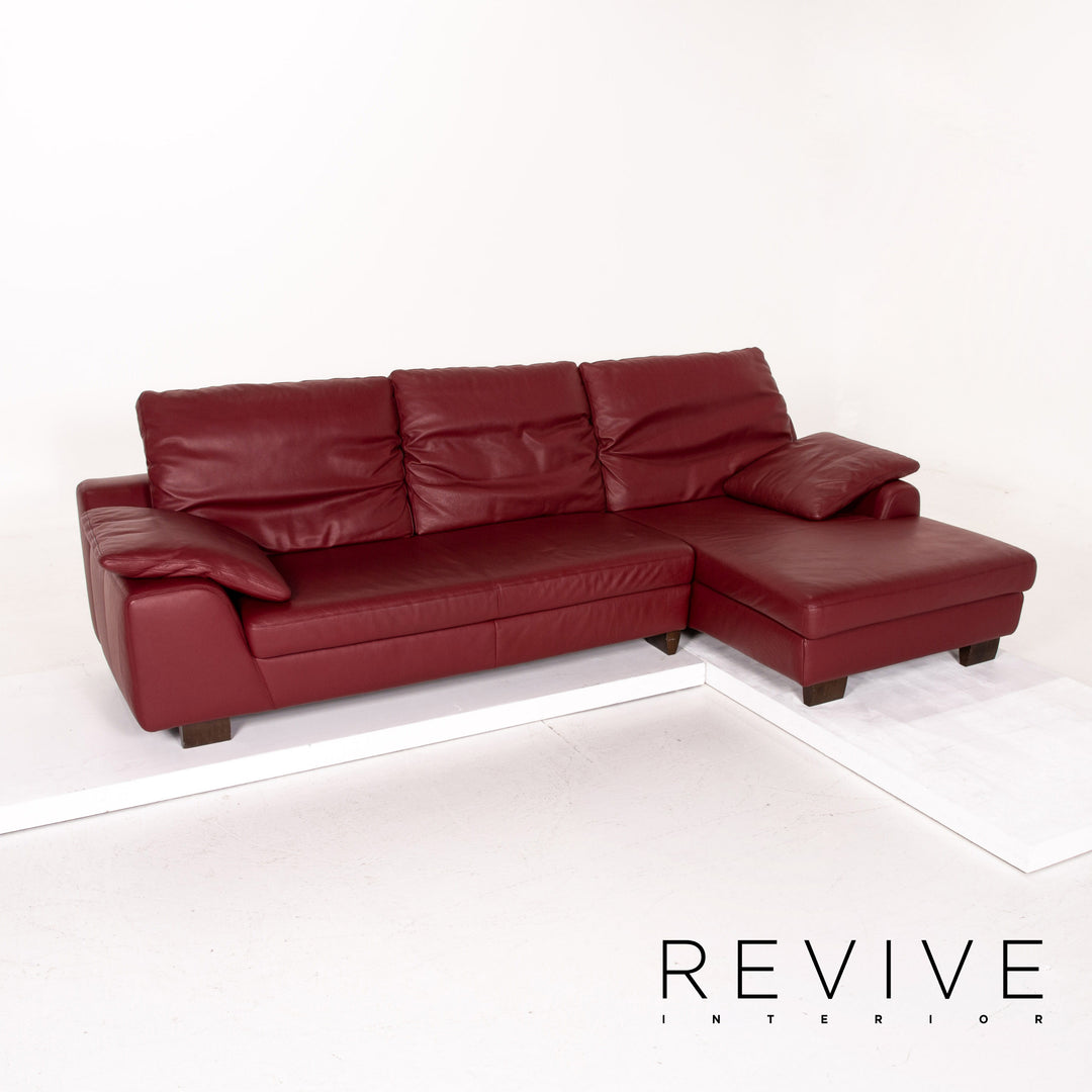 Musterring Leder Ecksofa Rot Dunkelrot Sofa Couch #14340