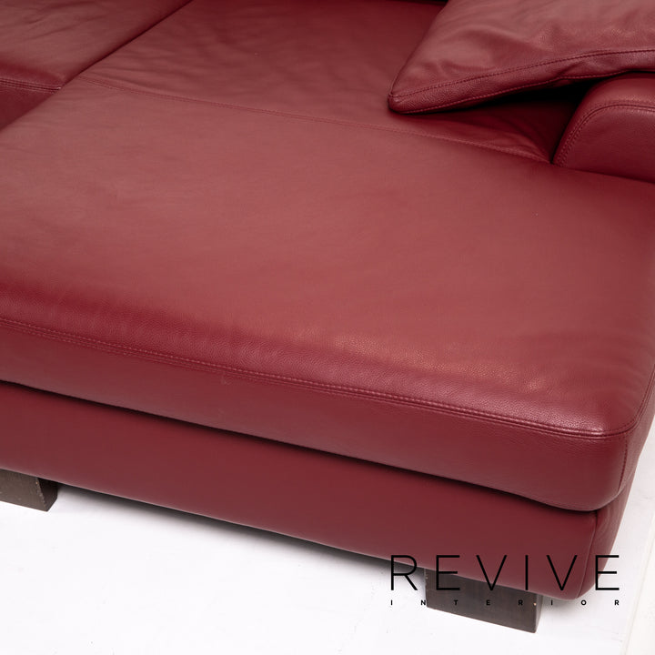 Musterring Leder Ecksofa Rot Dunkelrot Sofa Couch #14340