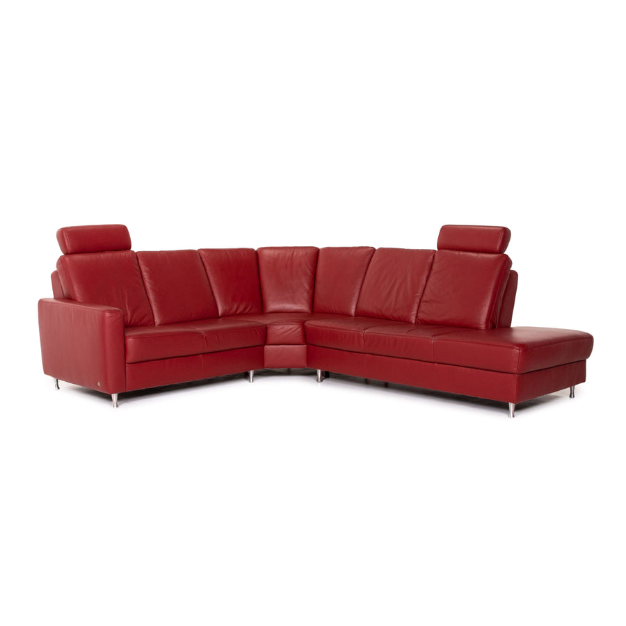 Musterring leather corner sofa red dark red sofa function couch #13611