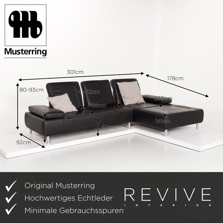 Musterring Leder Ecksofa Schwarz Sofa Funktion Couch #12741