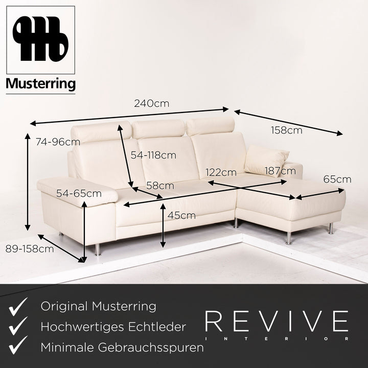 Musterring leather corner sofa white function sofa couch #14389