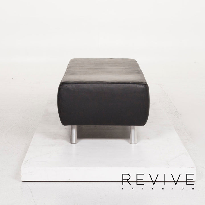 Musterring Leather Stool Black Ottoman #12743