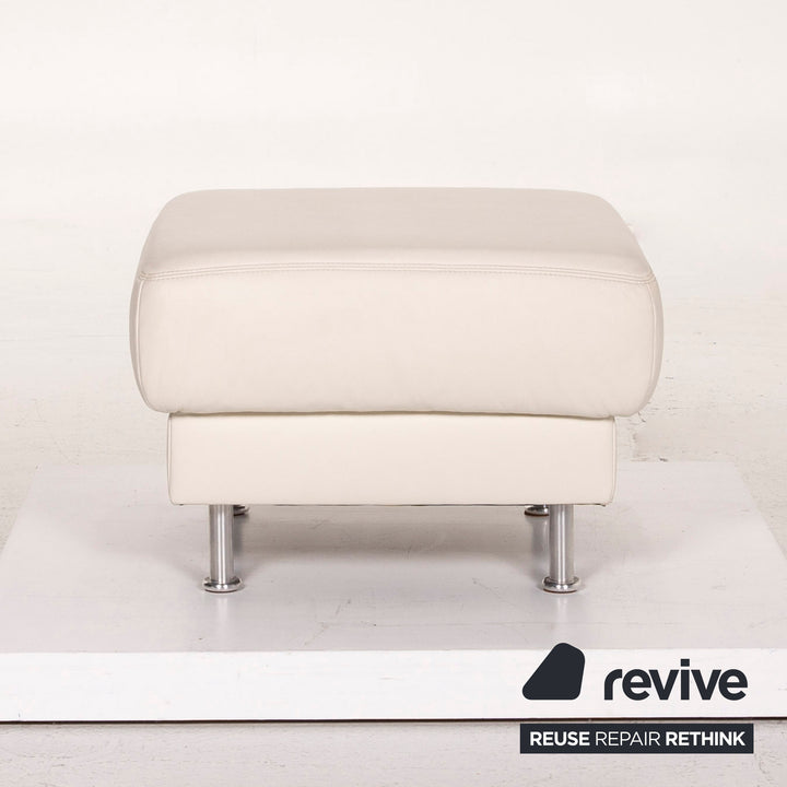 Musterring Leather Stool White Ottoman #14390
