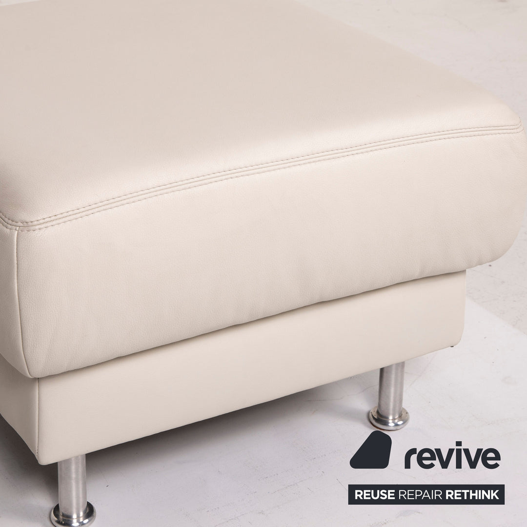 Musterring Leather Stool White Ottoman #14390