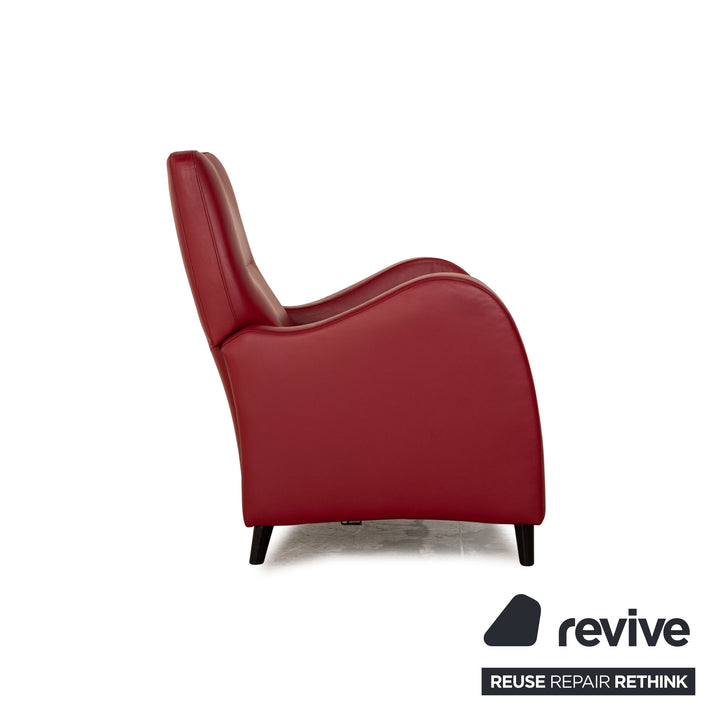 Musterring Leder Sessel Garnitur Rot Sessel Hochlehner Hocker manuelle Funktion Relaxfunktion