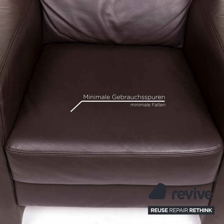 Musterring Leder Sessel inkl. Hocker Braun Dunkelbraun #12606