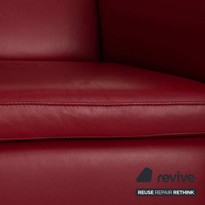 Musterring Leder Sessel Rot Hochlehner manuelle Funktion Relaxfunktion