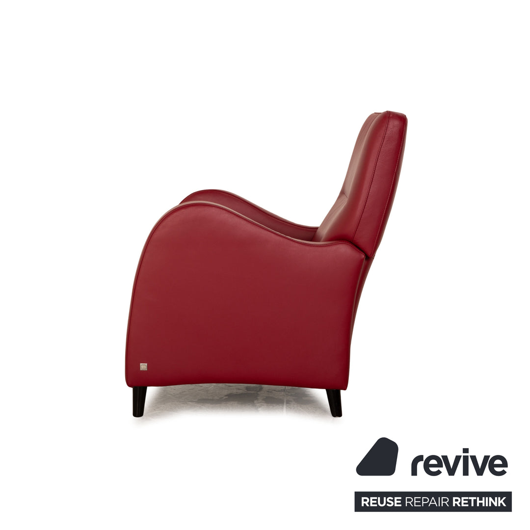 Musterring Leder Sessel Rot Hochlehner manuelle Funktion Relaxfunktion