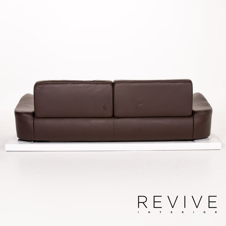 Musterring leather sofa brown dark brown three-seater couch #13697