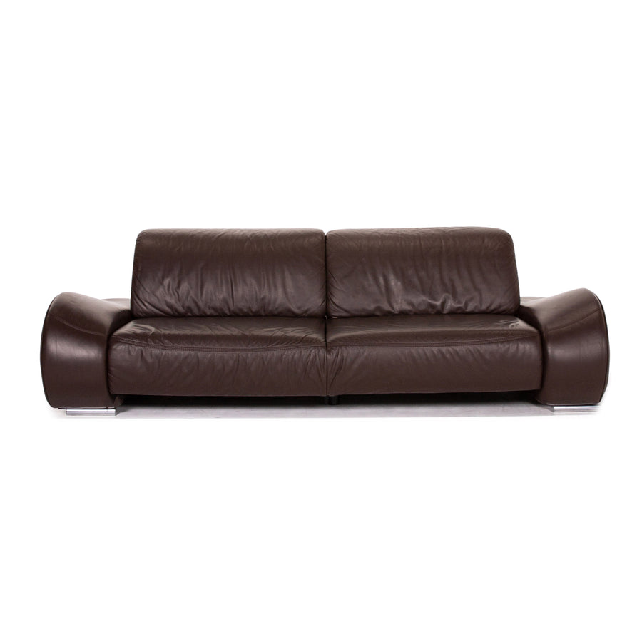 Musterring Leder Sofa Braun Dunkelbraun Dreisitzer Couch #13697