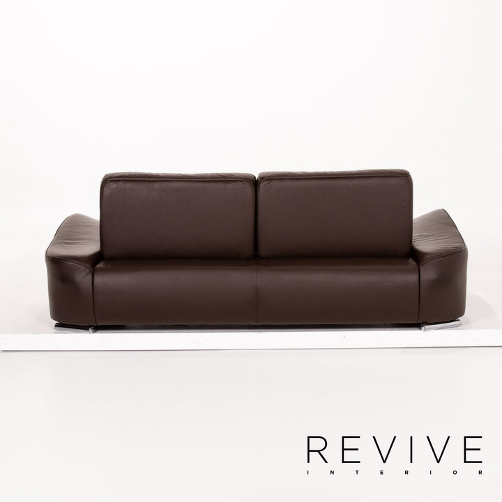 Musterring Leder Sofa Braun Dunkelbraun Zweisitzer Couch #13696