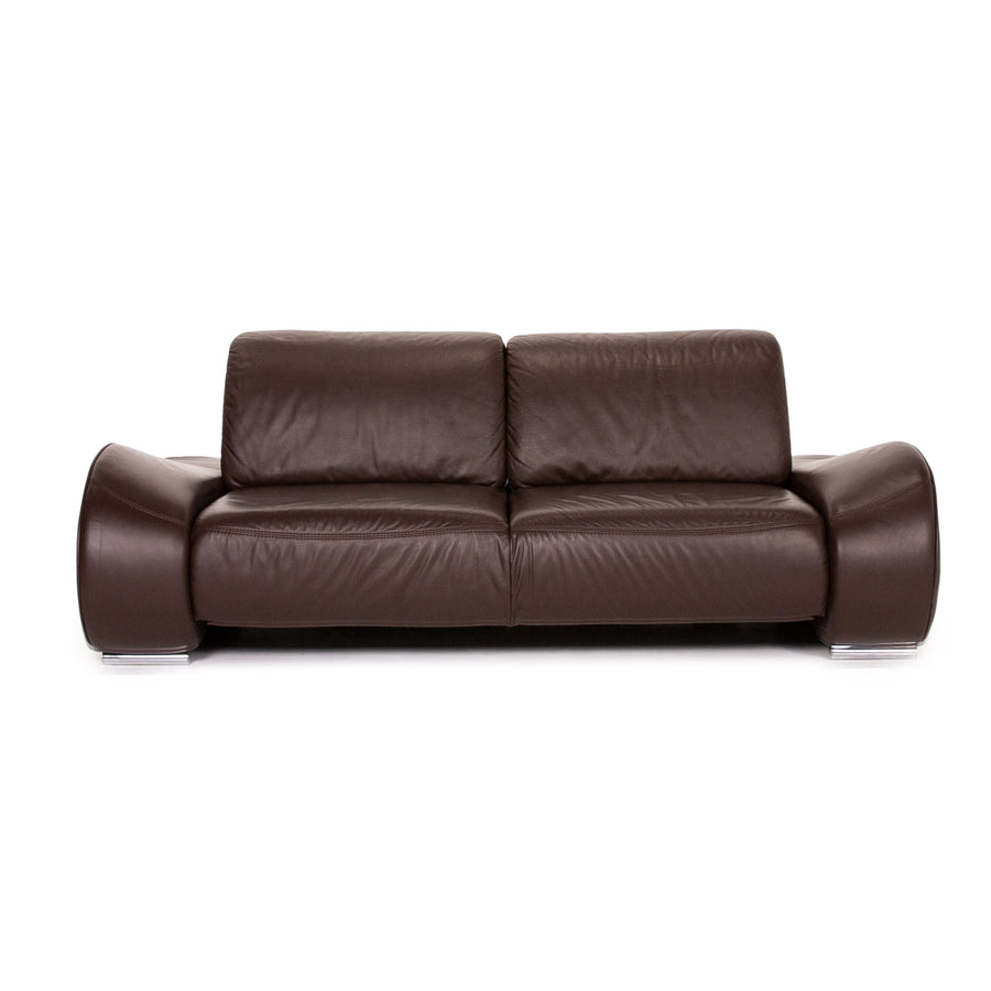Musterring Leder Sofa Braun Dunkelbraun Zweisitzer Couch #13696