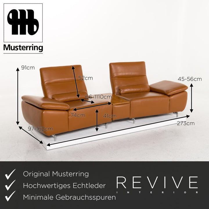 Musterring Leder Sofa Cognac Braun Zweisitzer Funktion Relaxfunktion Couch #13153