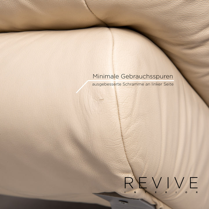 Musterring Leder Sofa Creme Zweisitzer Couch #13820