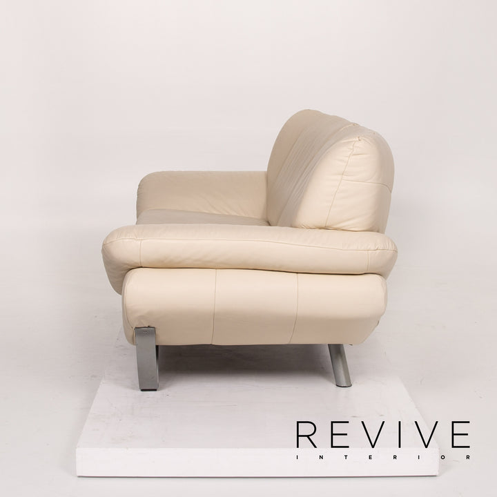 Musterring Leder Sofa Creme Zweisitzer Couch #13820