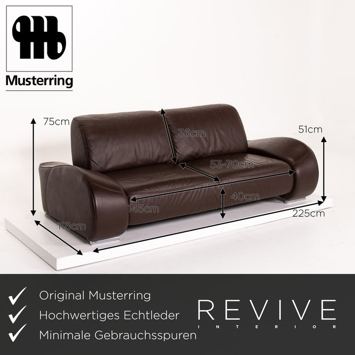 Musterring leather sofa set brown dark brown 1x three-seater 1x two-seater #