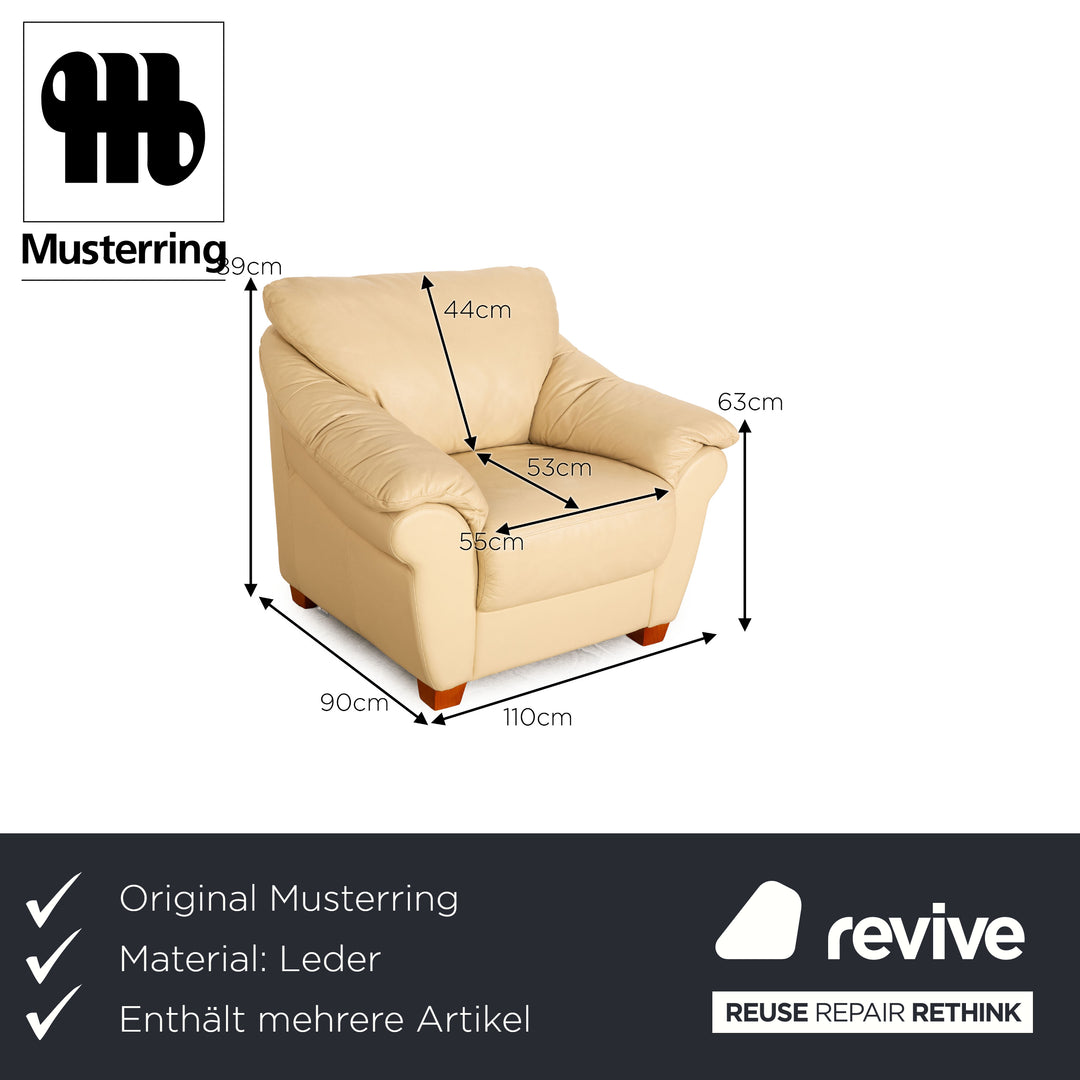 Musterring Leder Sofa Garnitur Creme 2x Zweisitzer Sessel  Couch