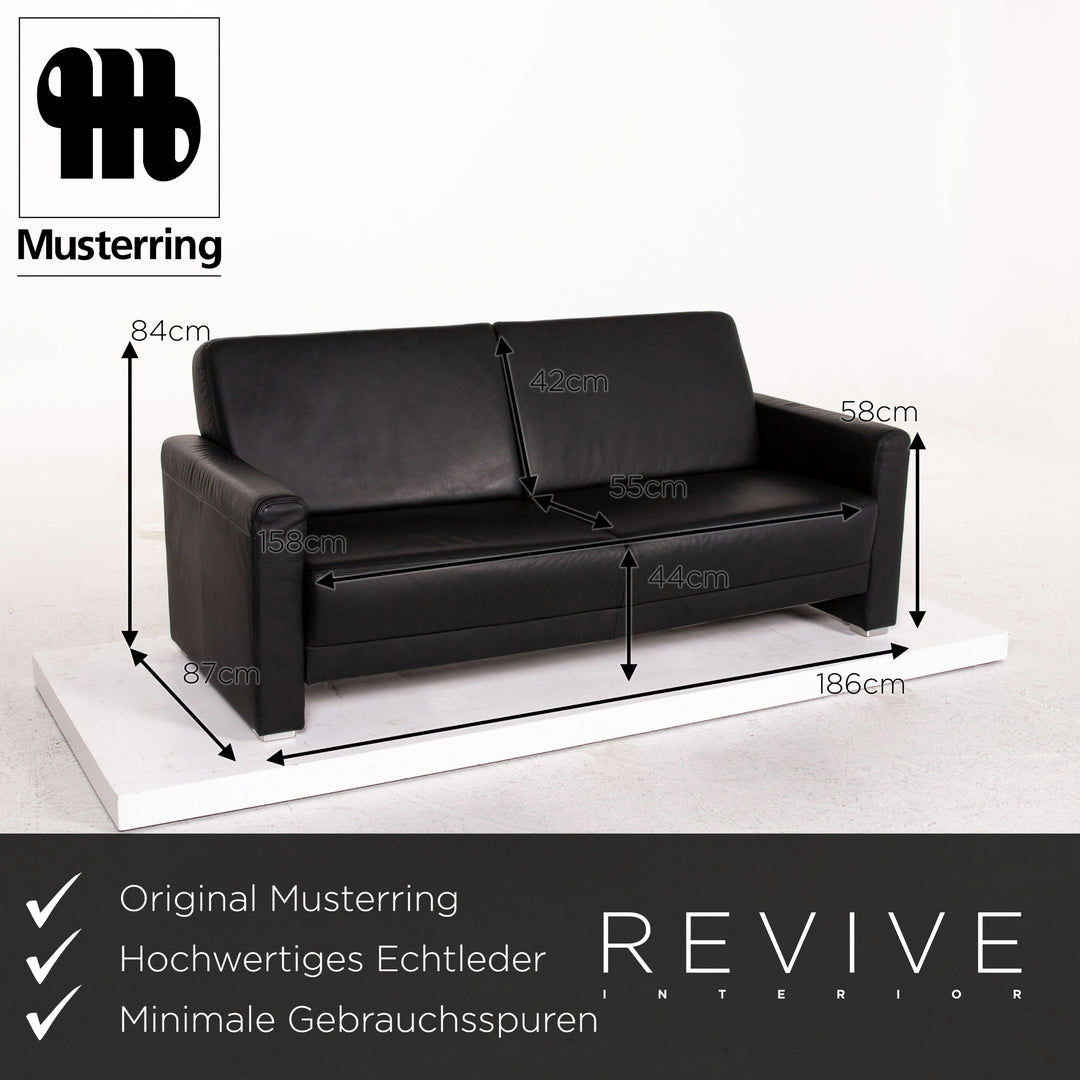 Musterring leather sofa set black 1x three-seater 1x two-seater couch #13723